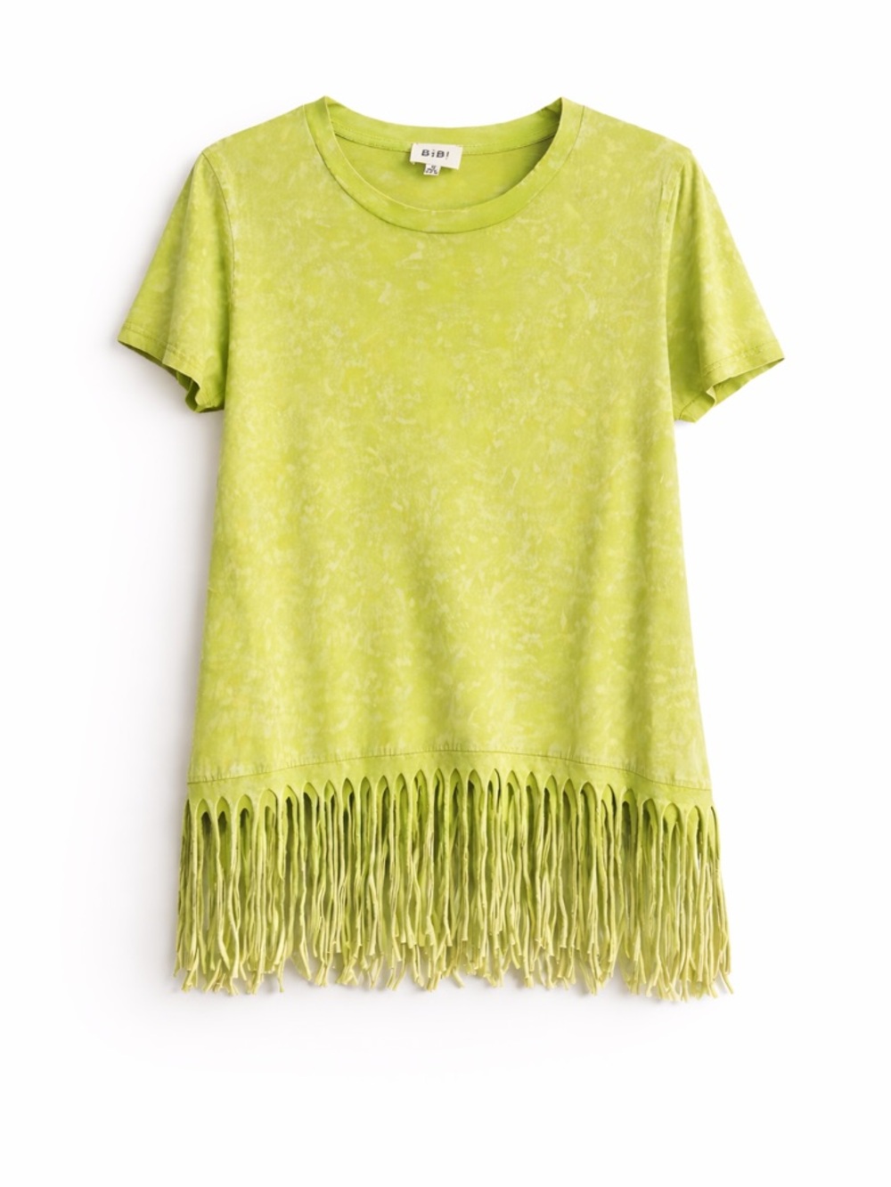 BiBi Neon Lime Fringe Tee Coachella Festival Western Boho Vibes New Size M - Picture 6 of 6